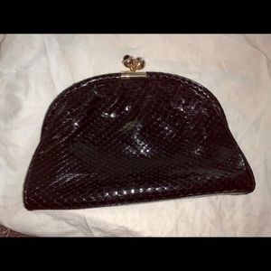 Donna Elissa Black Python Skin Clutch- Vintage